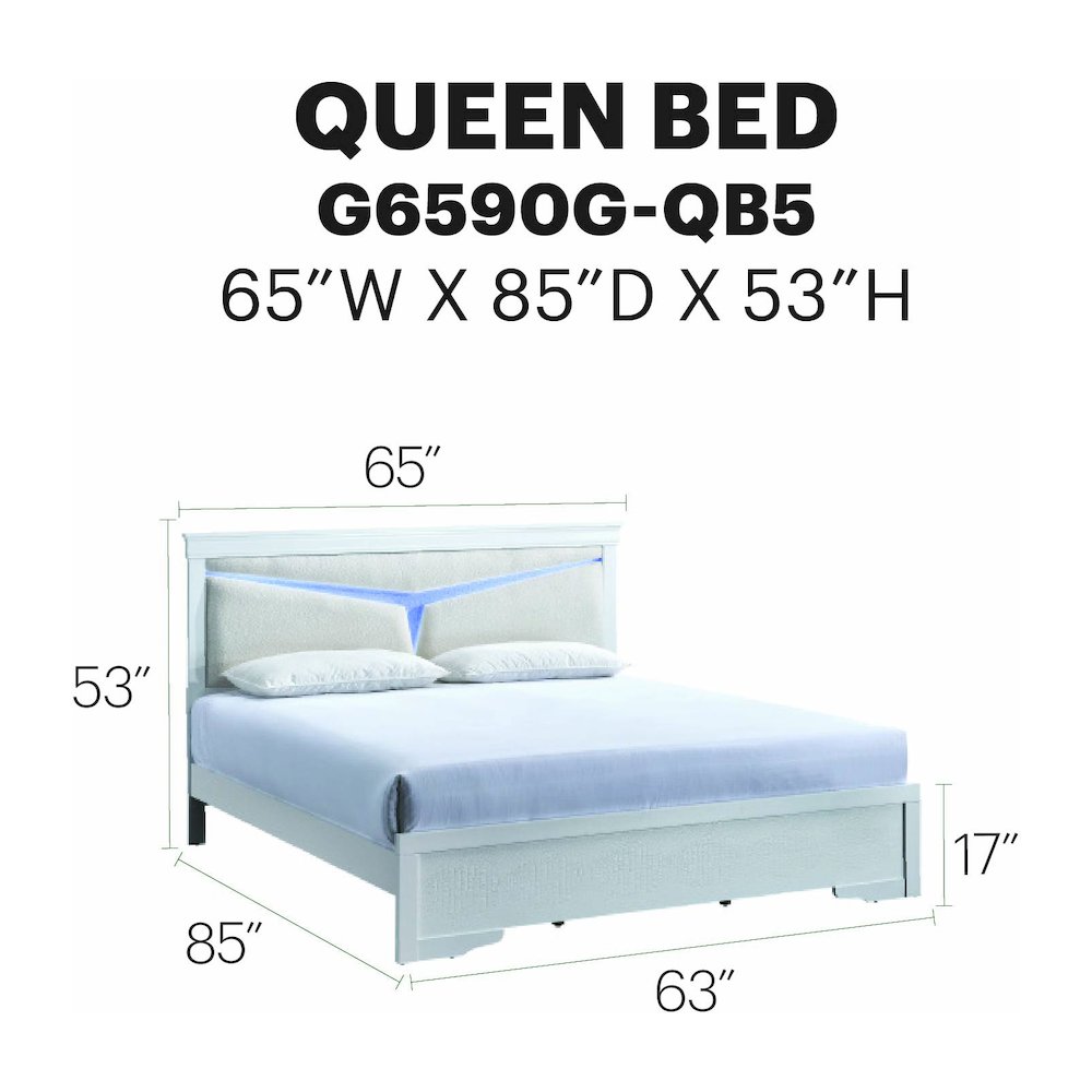 Glory Furniture Lorana Queen Bed, Sparkling White Color. Picture 7