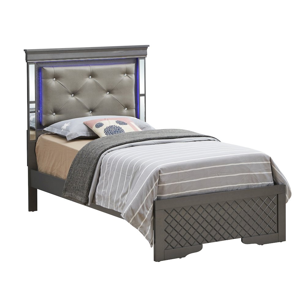 Glory Furniture Verona Twin Bed in Metalic Black Color. Picture 1