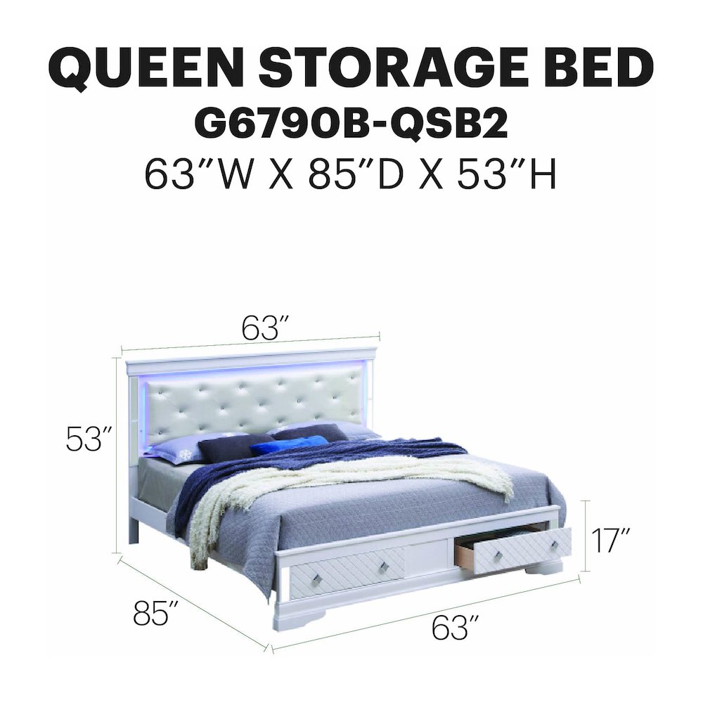 Glory Furniture Verona Queen Storage Bed in White Color. Picture 8