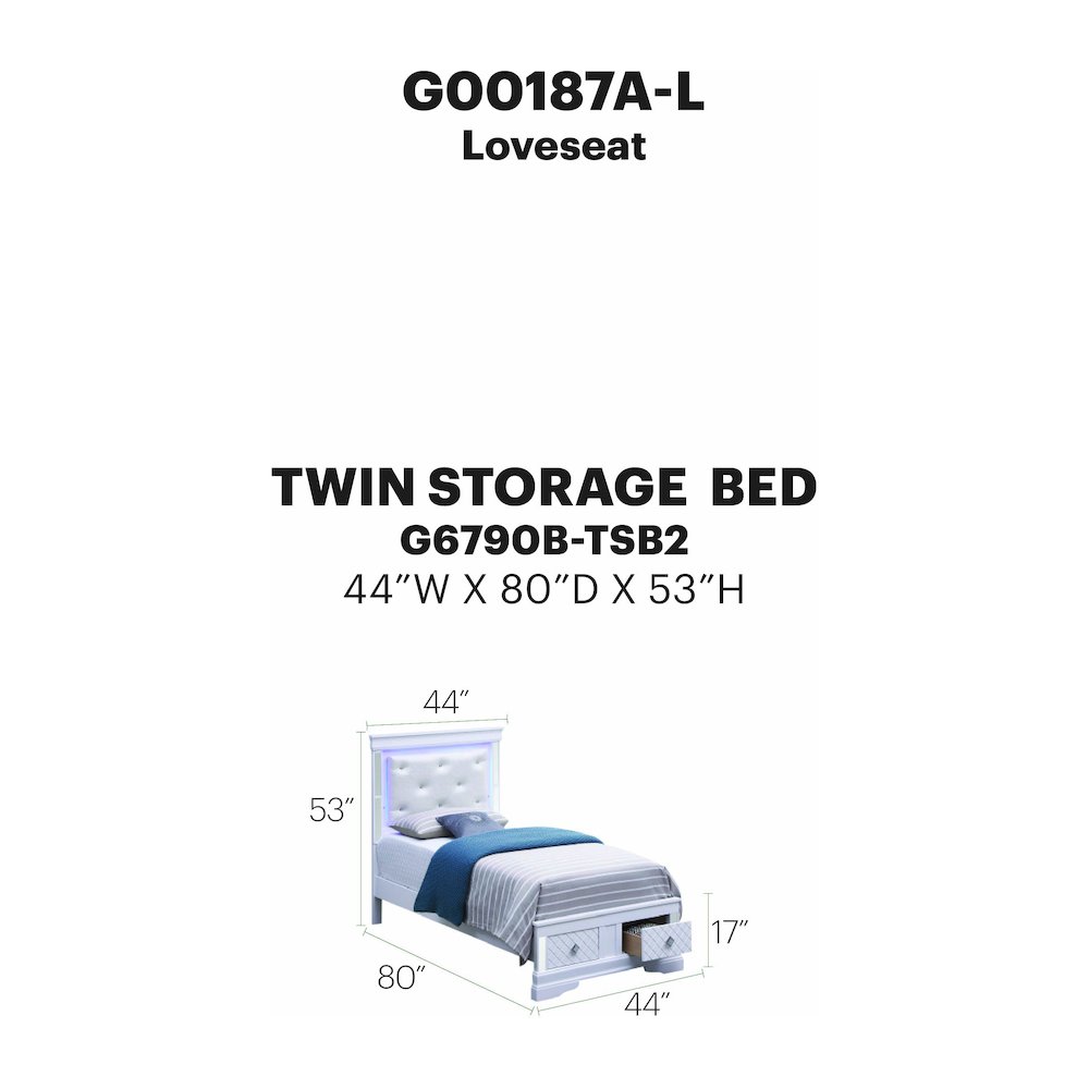 Glory Furniture Verona Twin Storage Bed in White Color. Picture 7