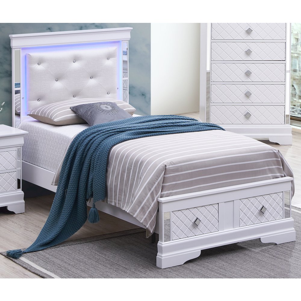 Glory Furniture Verona Twin Storage Bed in White Color. Picture 6
