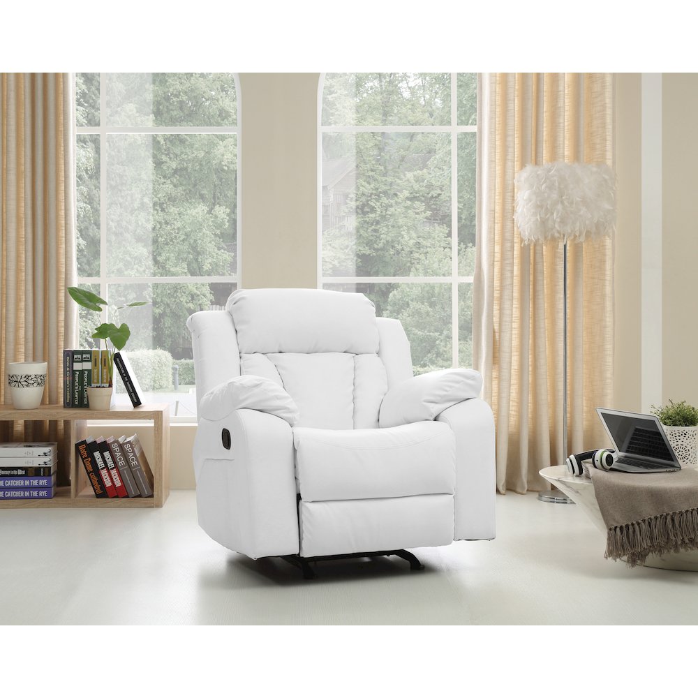 Glory Furniture Daria Rocker Recliner in White Color. Picture 6