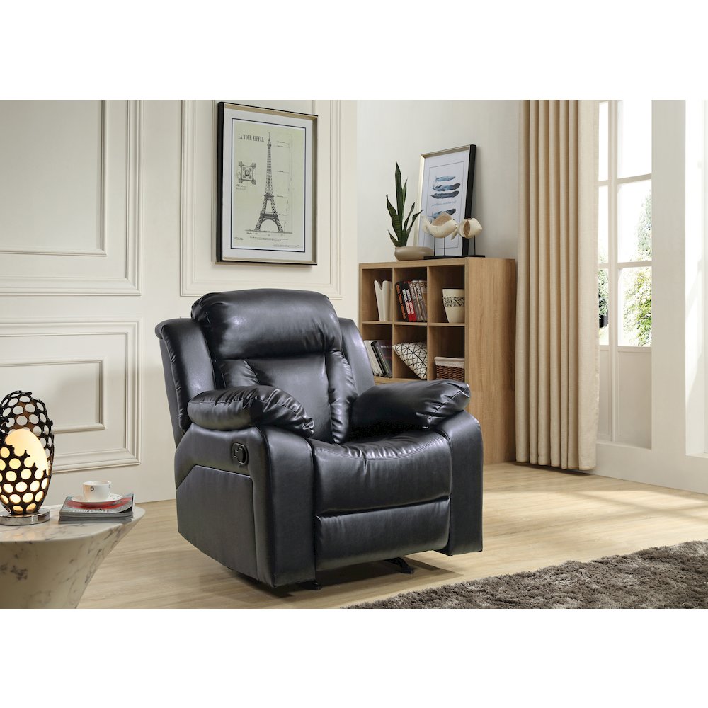 Glory Furniture Daria Rocker Recliner in Black Color. Picture 6
