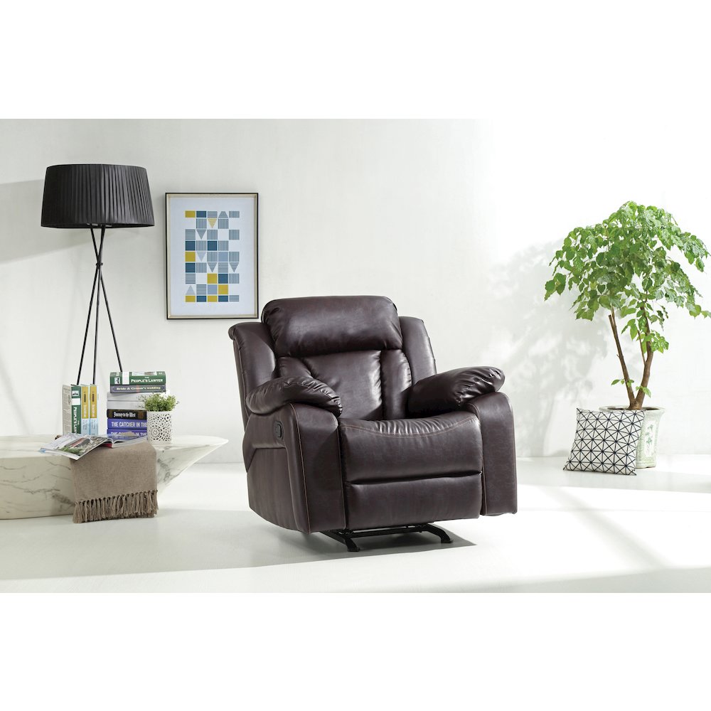 Glory Furniture Daria Rocker Recliner in Dark Brown Color. Picture 6