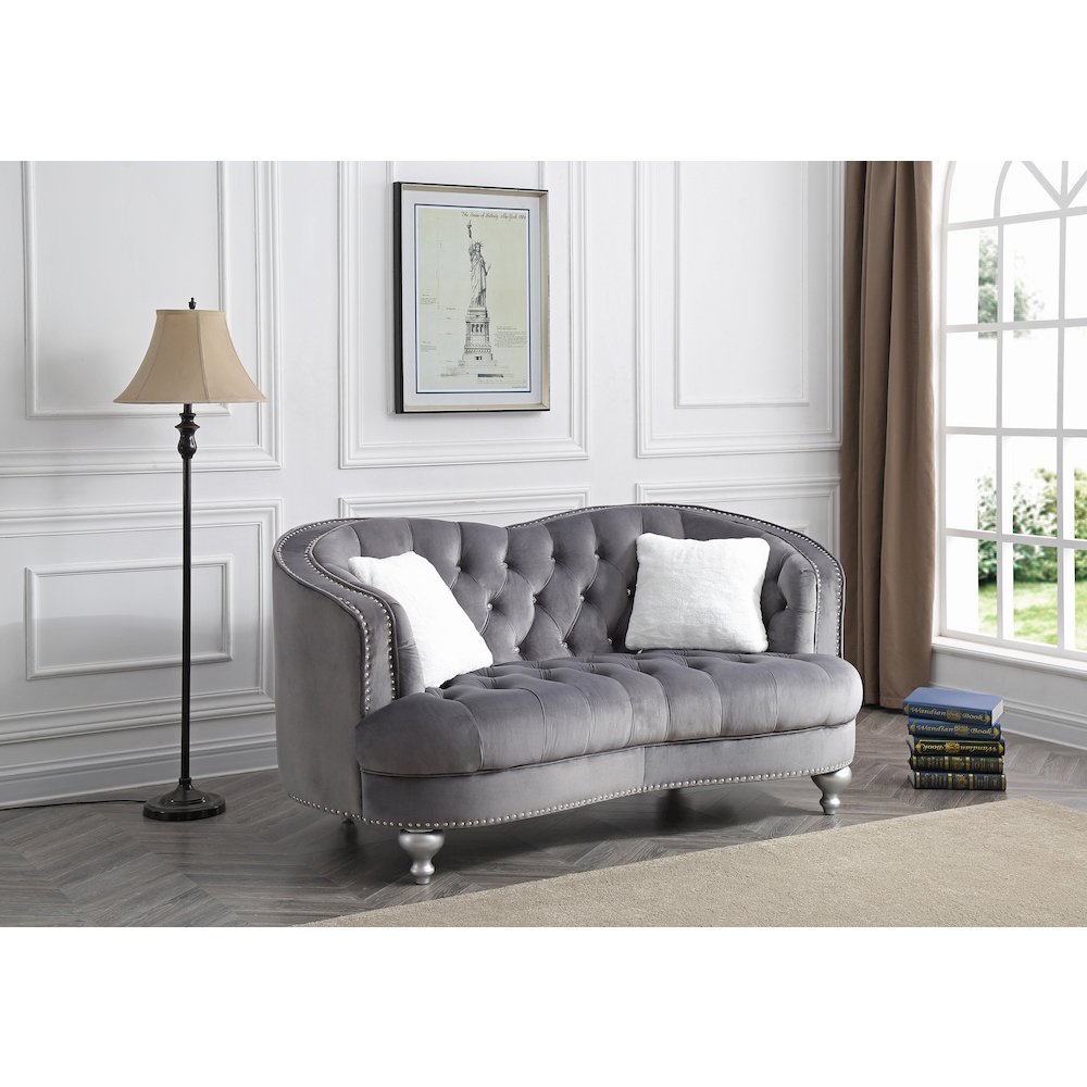 Glory Furniture Jewel Loveseat in Gray Color. Picture 5