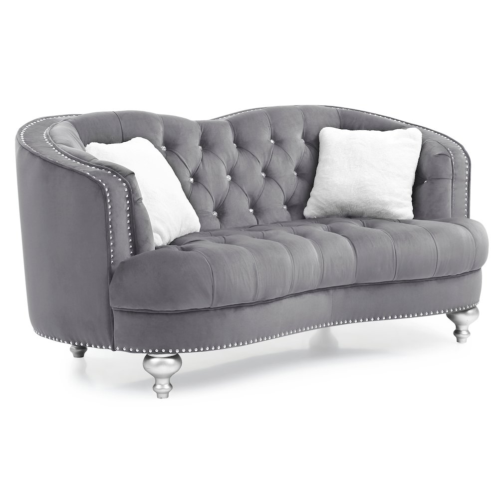 Glory Furniture Jewel Loveseat in Gray Color. Picture 1