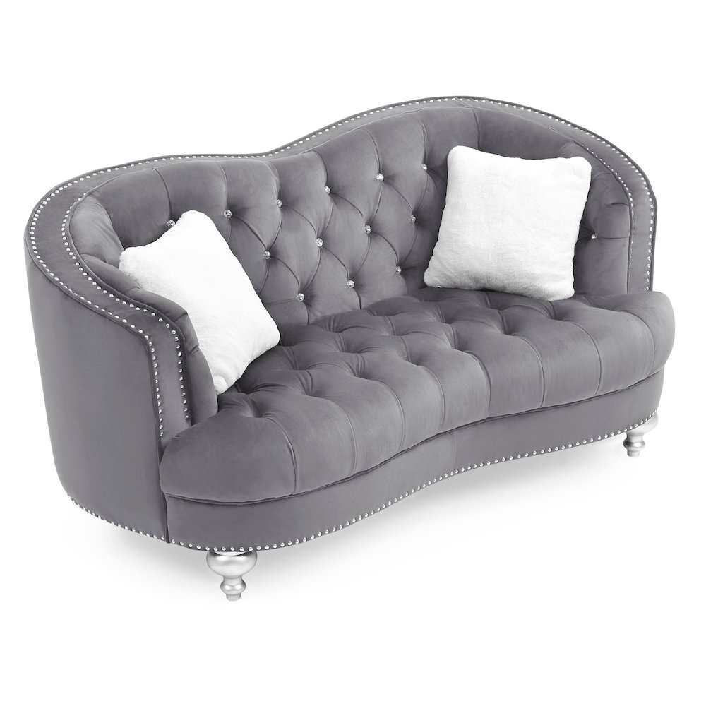 Glory Furniture Jewel Loveseat in Gray Color. Picture 3