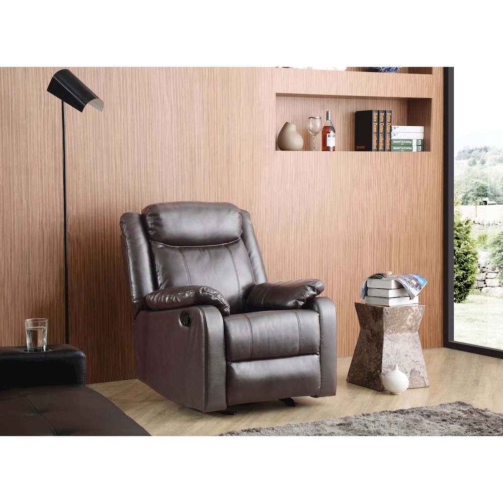 Glory Furniture Ward Rocker Recliner in Dark Brown Color. Picture 6