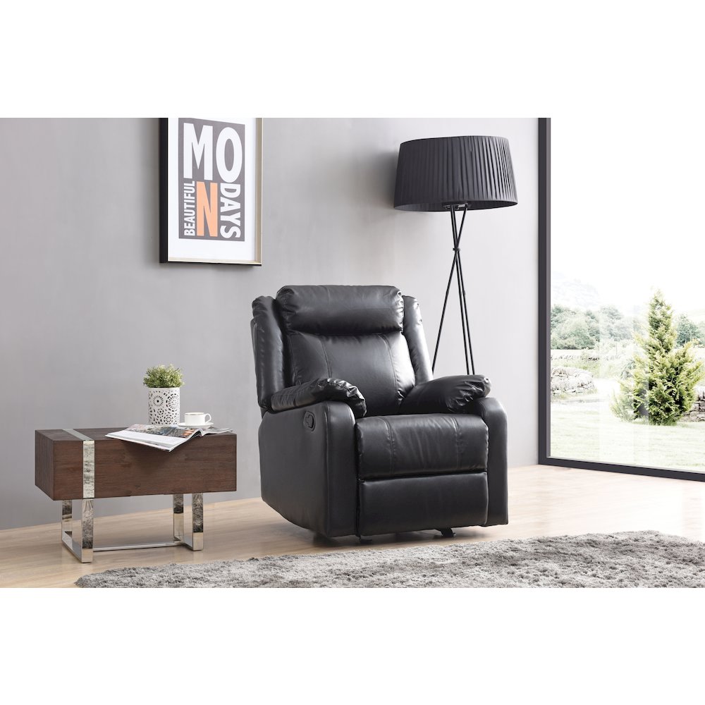 Glory Furniture Ward Rocker Recliner in Black Color. Picture 6