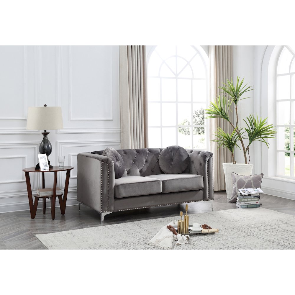 Glory Furniture Pompano Loveseat in Dark Gray Color. Picture 5