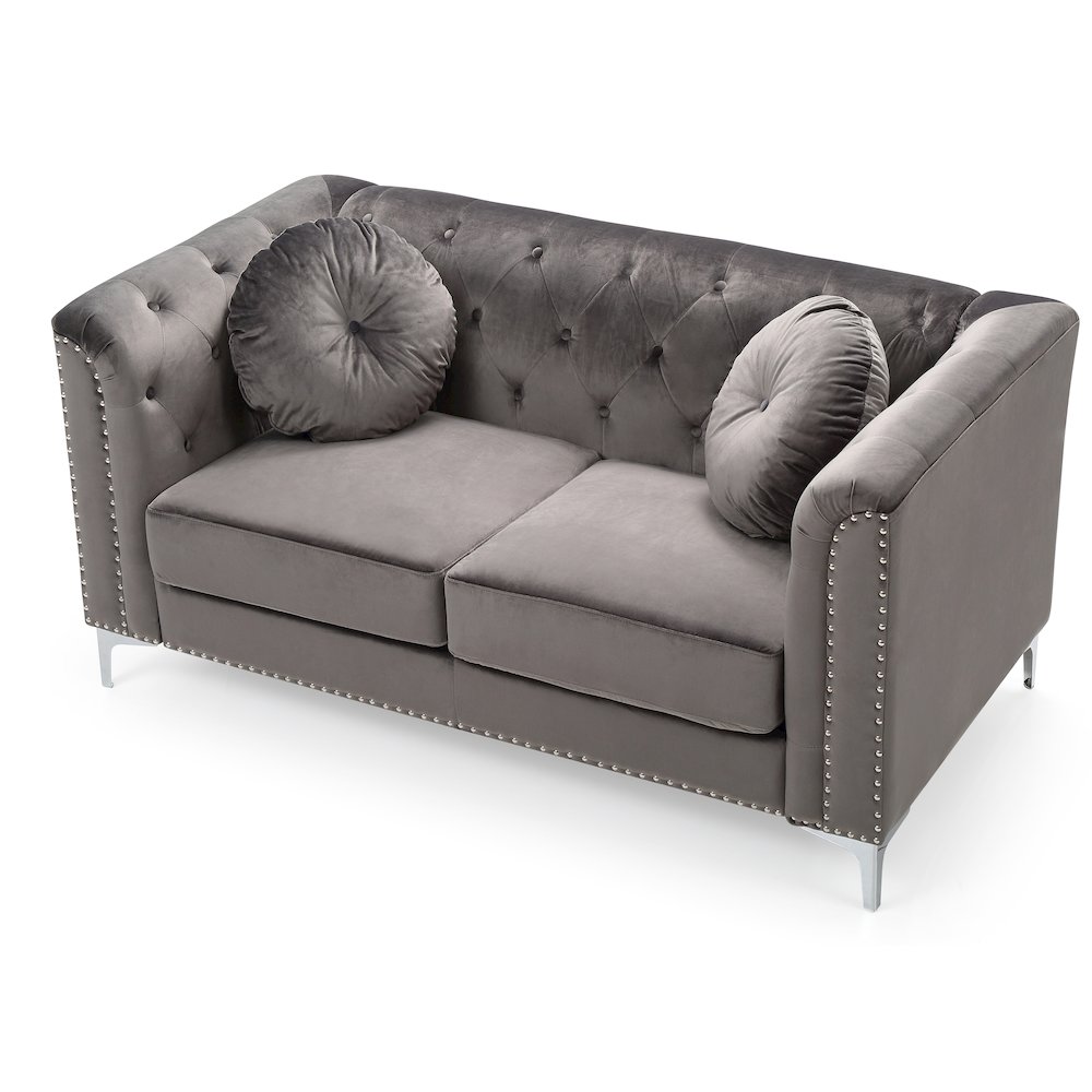 Glory Furniture Pompano Loveseat in Dark Gray Color. Picture 1