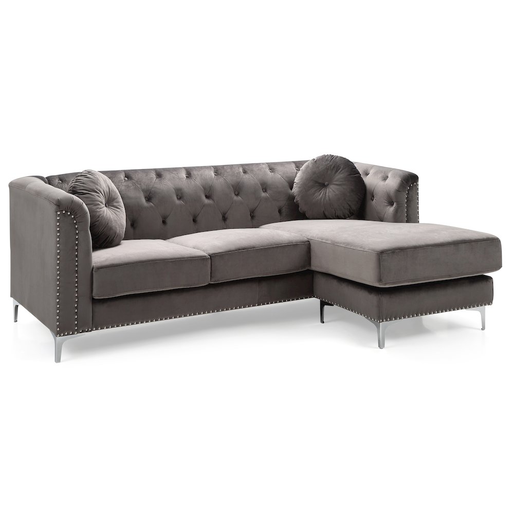 Glory Furniture Pompano Sofa Chaise in Dark Gray Color. Picture 1