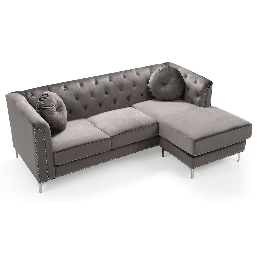 Glory Furniture Pompano Sofa Chaise in Dark Gray Color. Picture 3