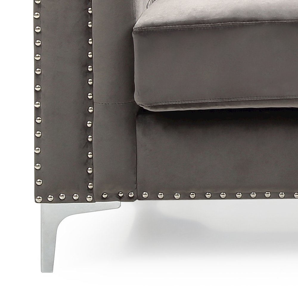 Glory Furniture Pompano Sofa Chaise in Dark Gray Color. Picture 6