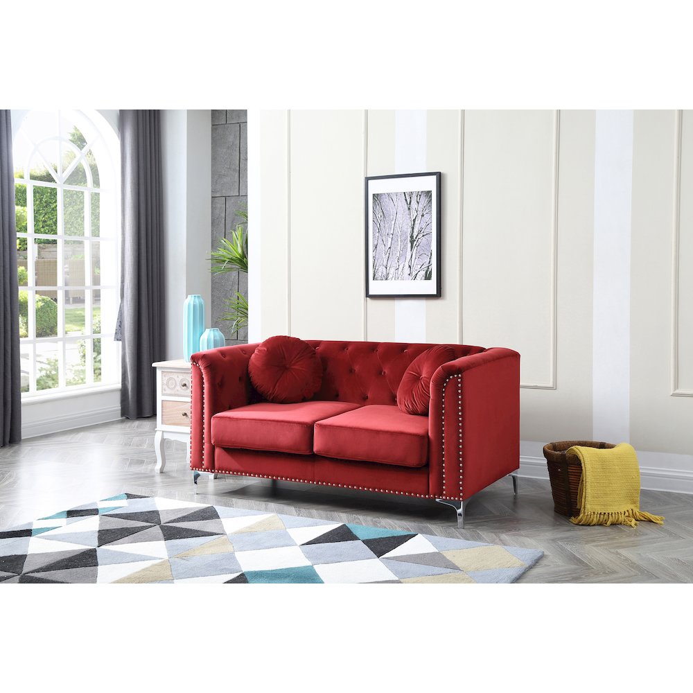 Glory Furniture Pompano Loveseat in Burgundy Color. Picture 5