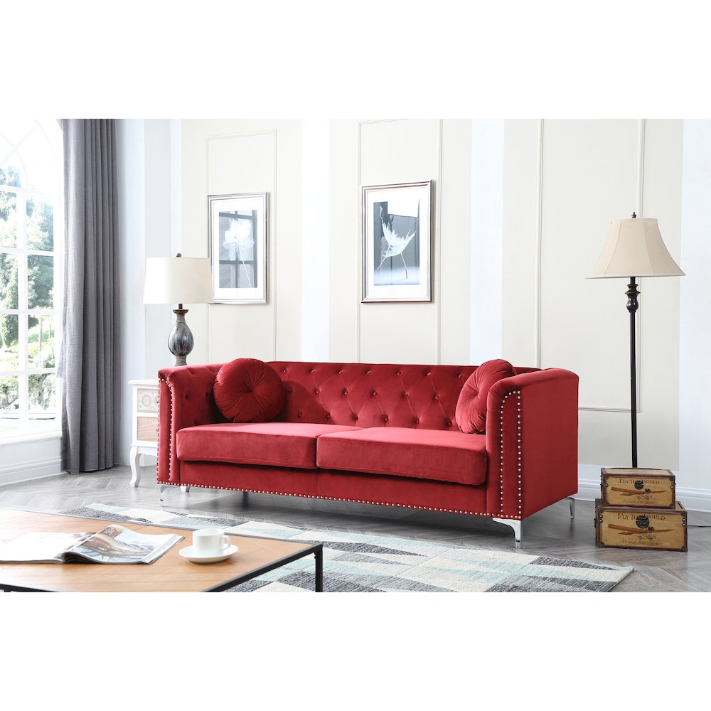 Glory Furniture Pompano Sofa in Burgundy Color. Picture 6