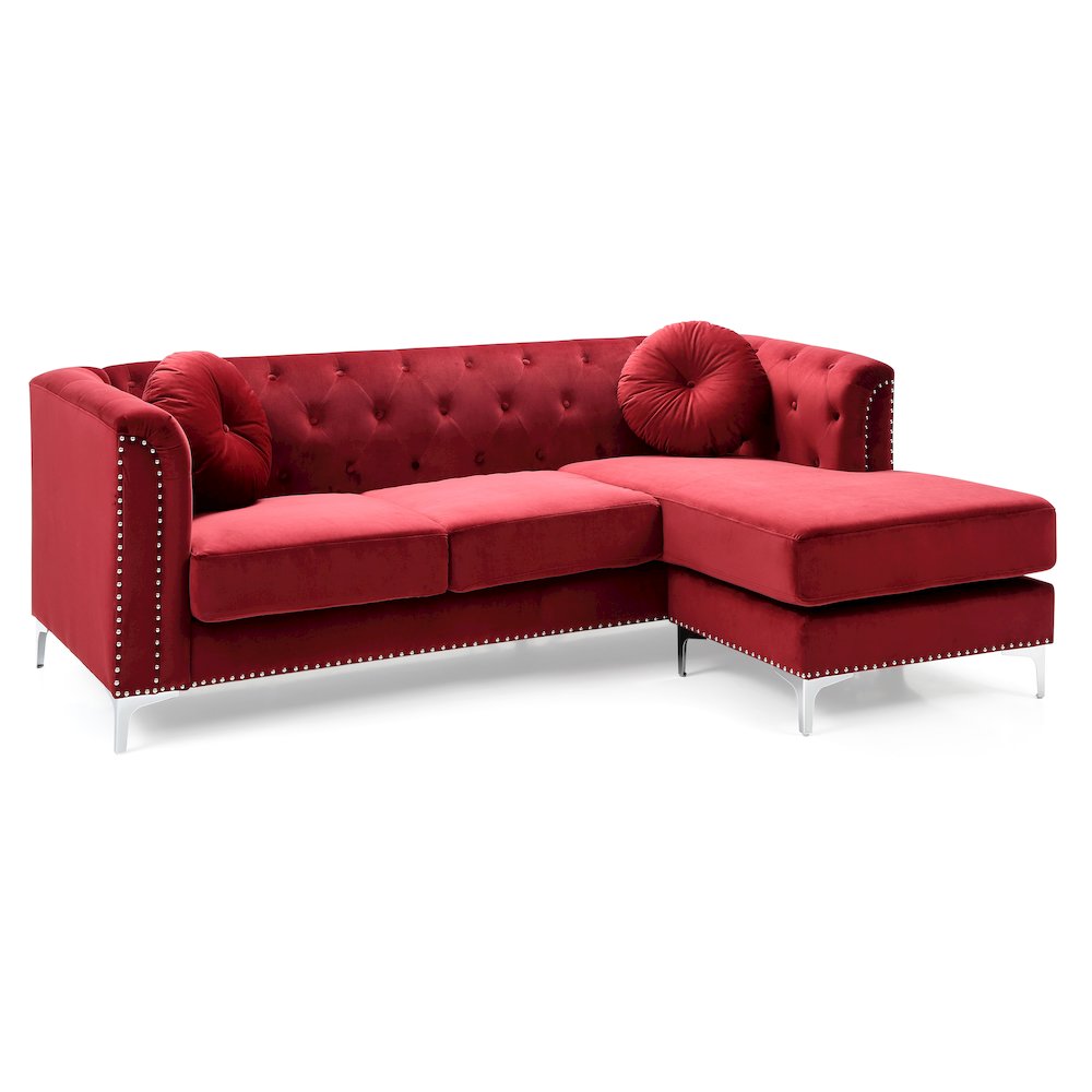 Glory Furniture Pompano Sofa Chaise in Burgundy Color. Picture 1