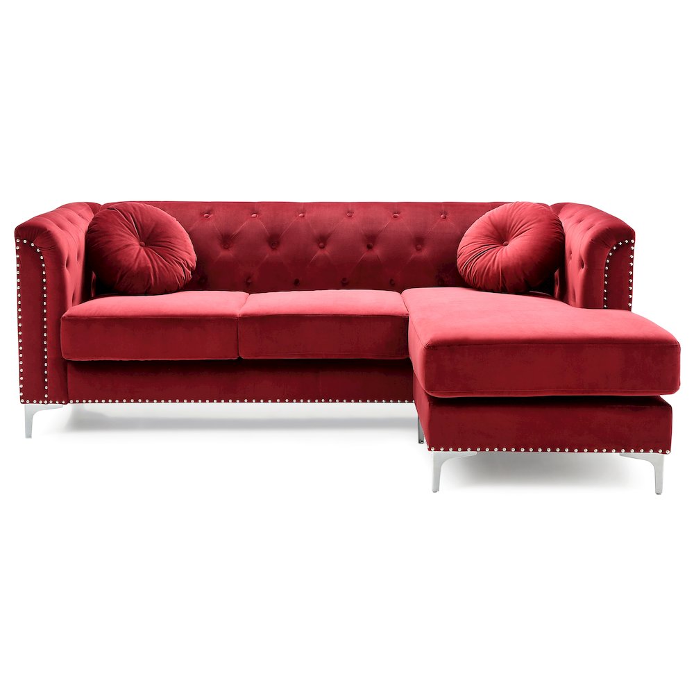 Glory Furniture Pompano Sofa Chaise in Burgundy Color. Picture 2