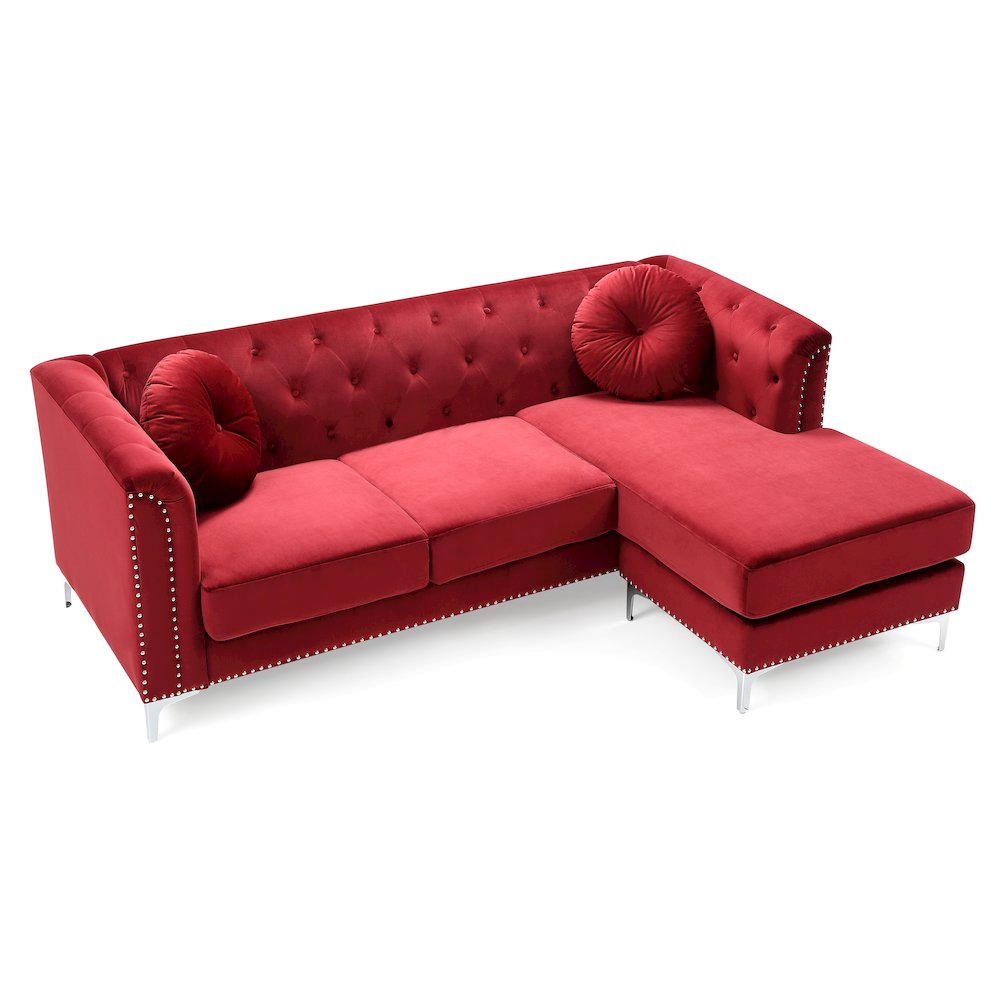 Glory Furniture Pompano Sofa Chaise in Burgundy Color. Picture 3