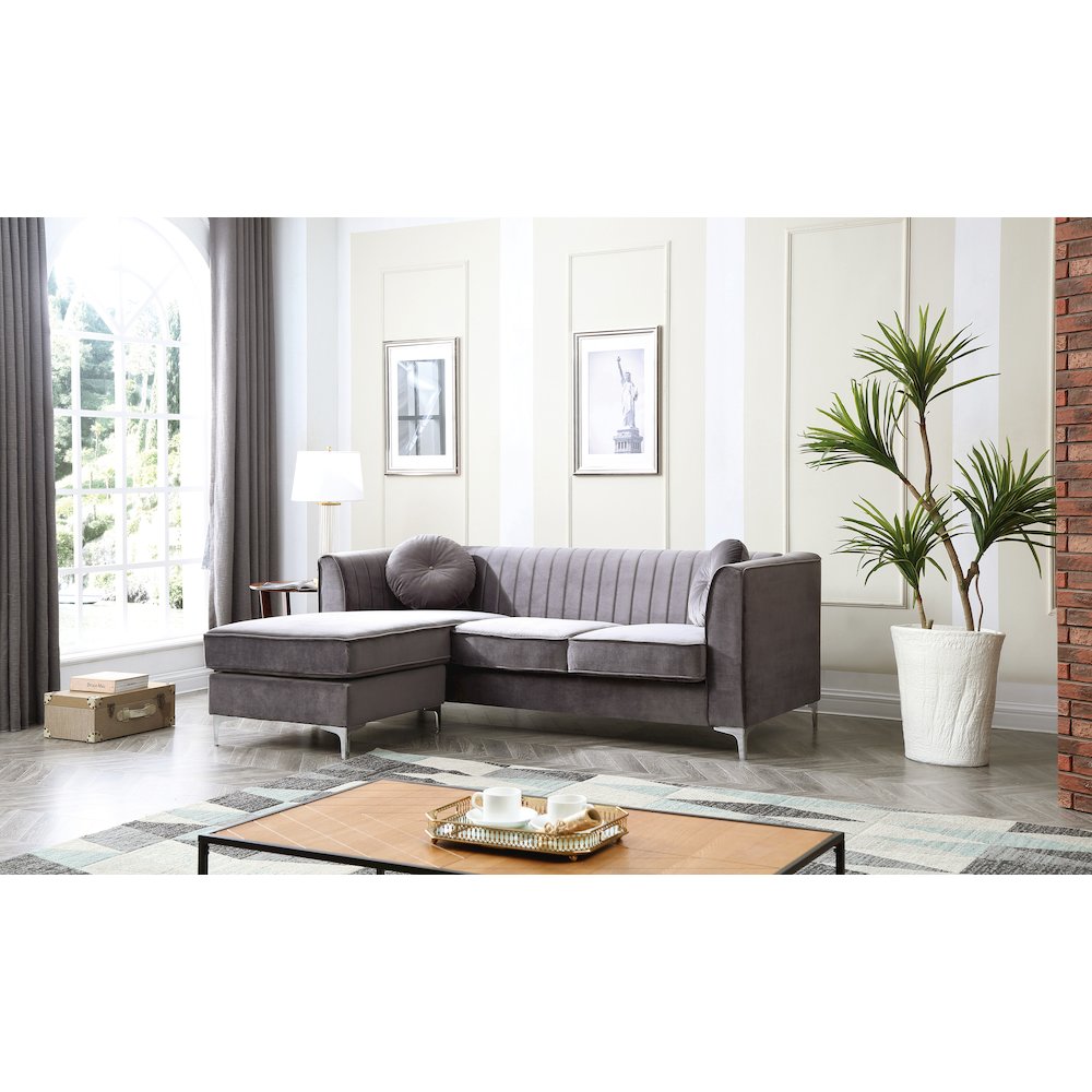 Glory Furniture Delray Sofa Chaise in Gray Color. Picture 5