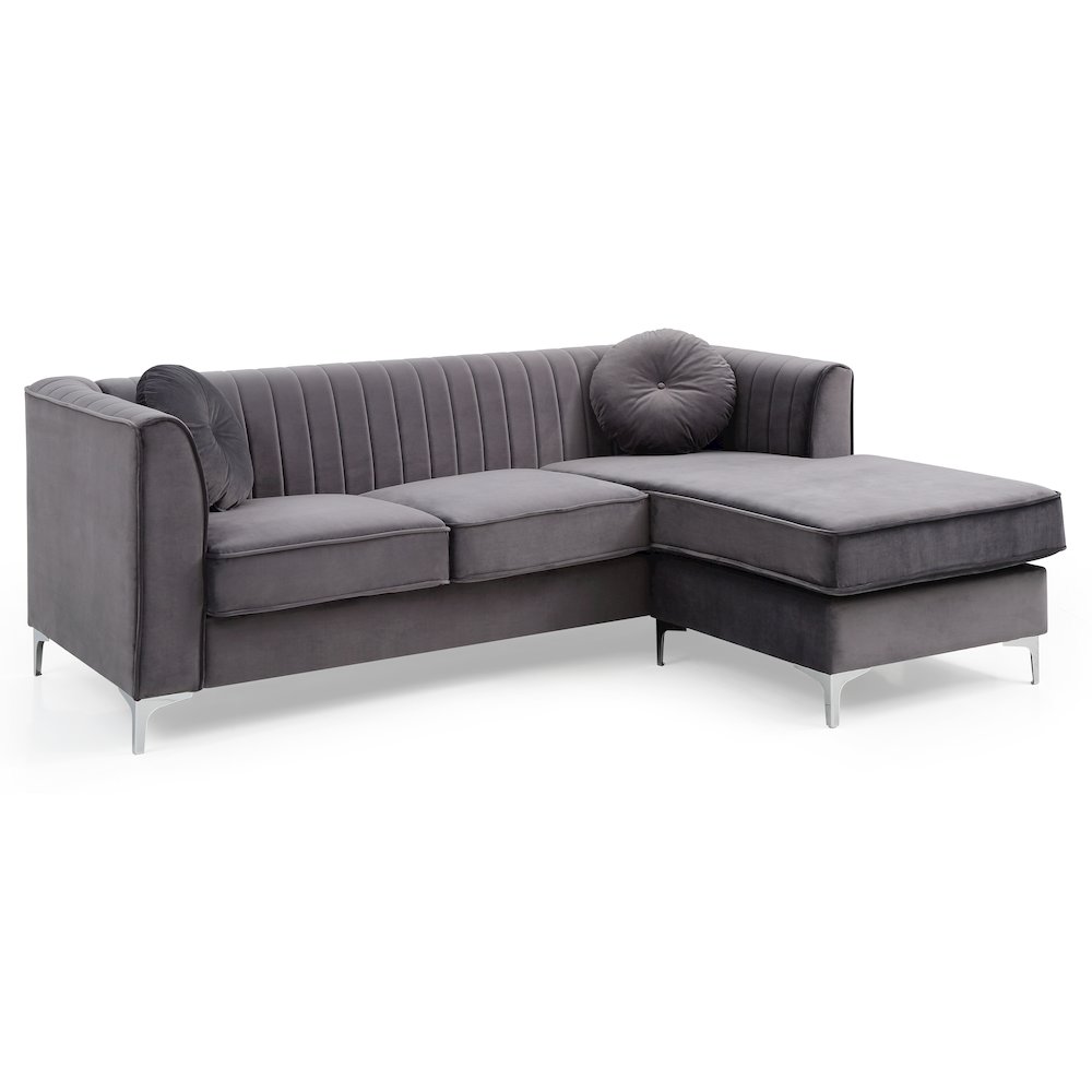 Glory Furniture Delray Sofa Chaise in Gray Color. Picture 1