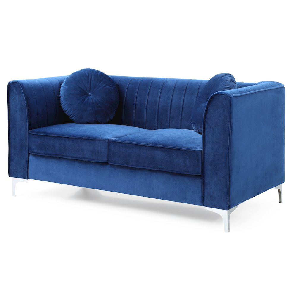 Glory Furniture Delray Loveseat in Navy Blue Color. Picture 1