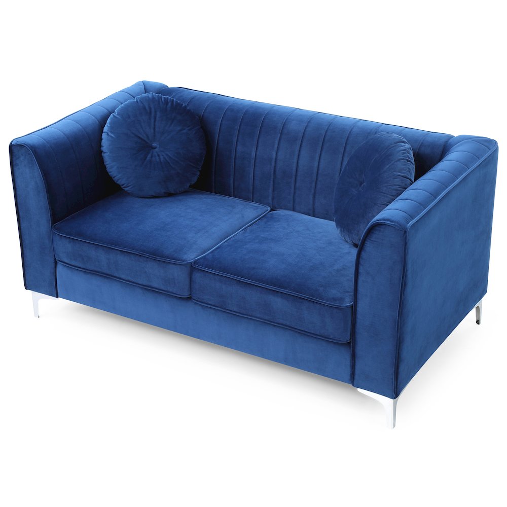 Glory Furniture Delray Loveseat in Navy Blue Color. Picture 3