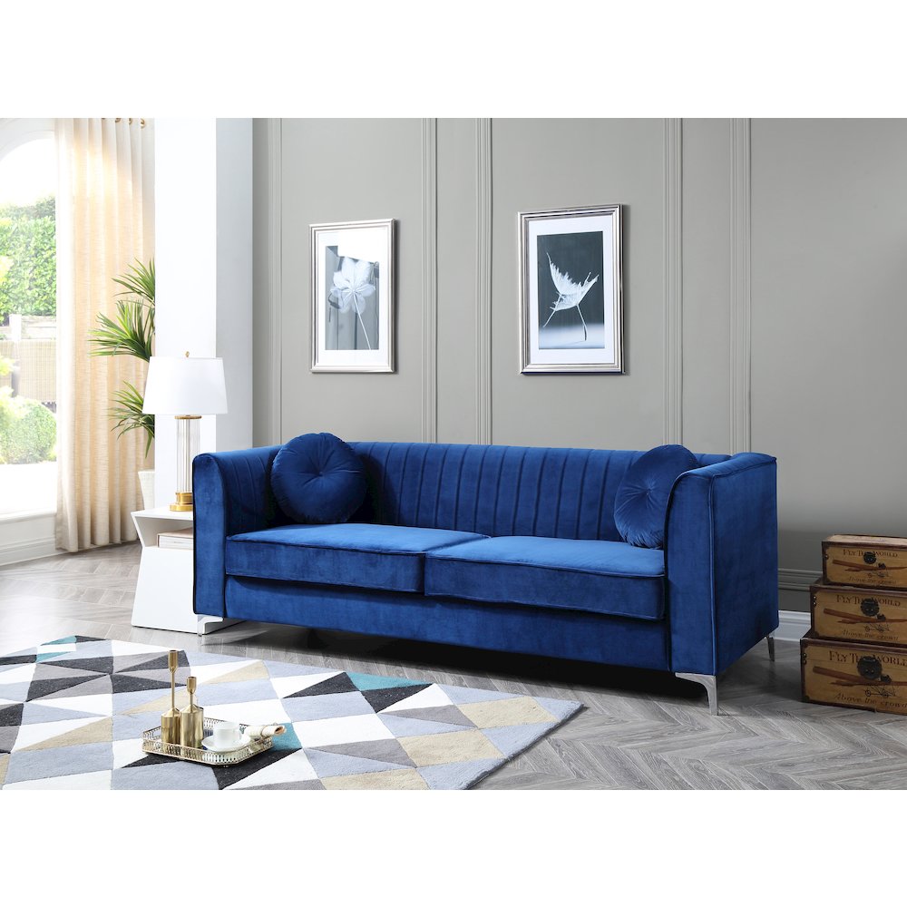 Glory Furniture Delray Sofa in Navy Blue Color. Picture 6