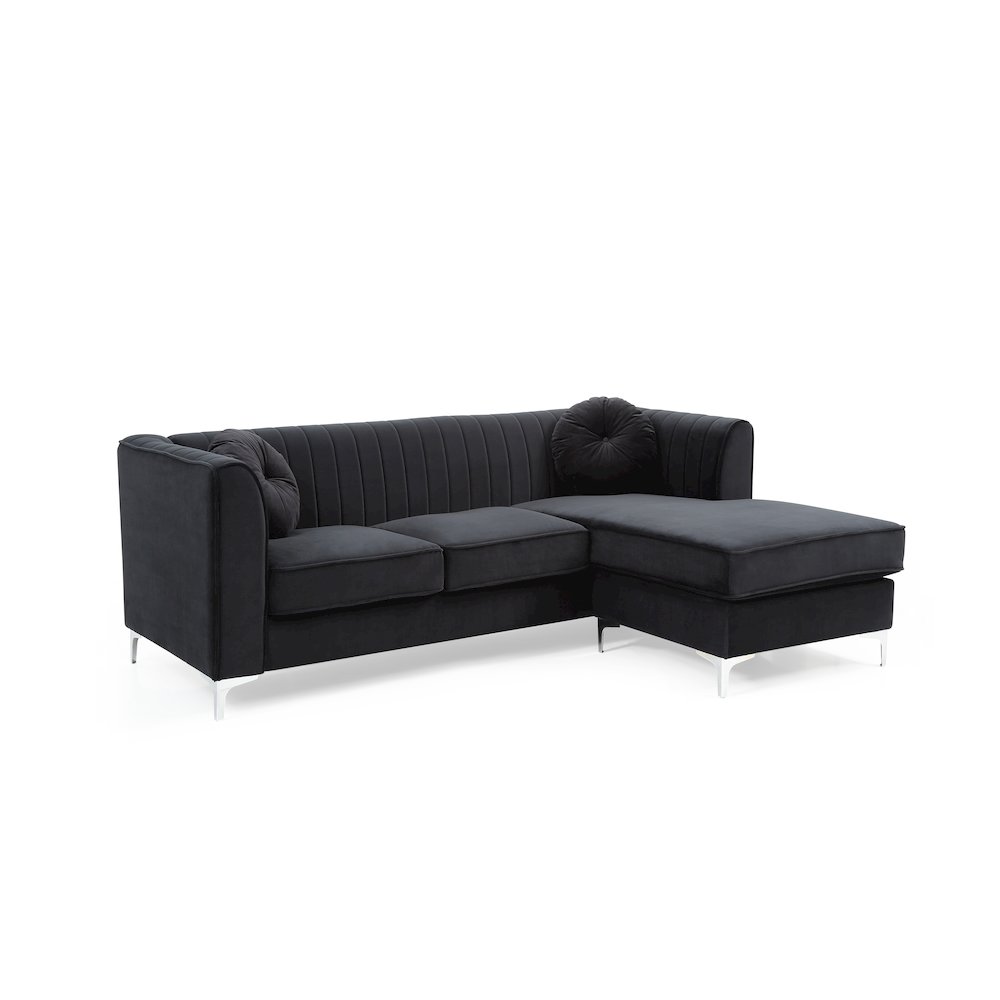 Glory Furniture Delray Sofa Chaise in Black Color. Picture 1