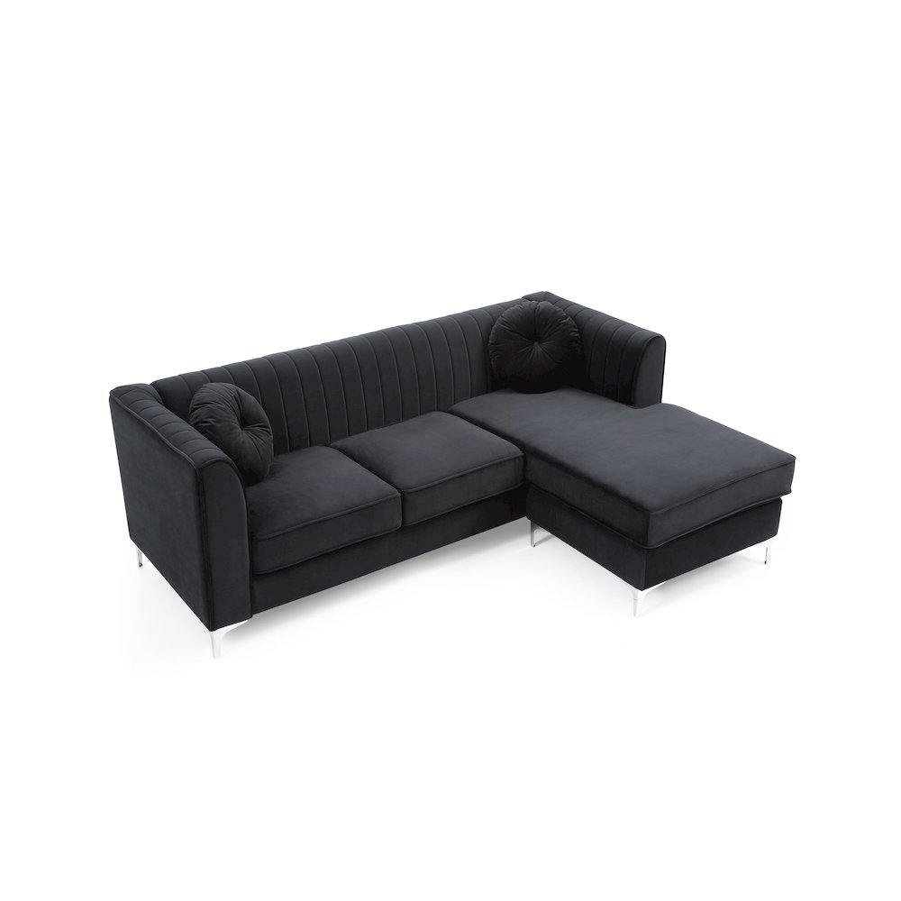 Glory Furniture Delray Sofa Chaise in Black Color. Picture 3