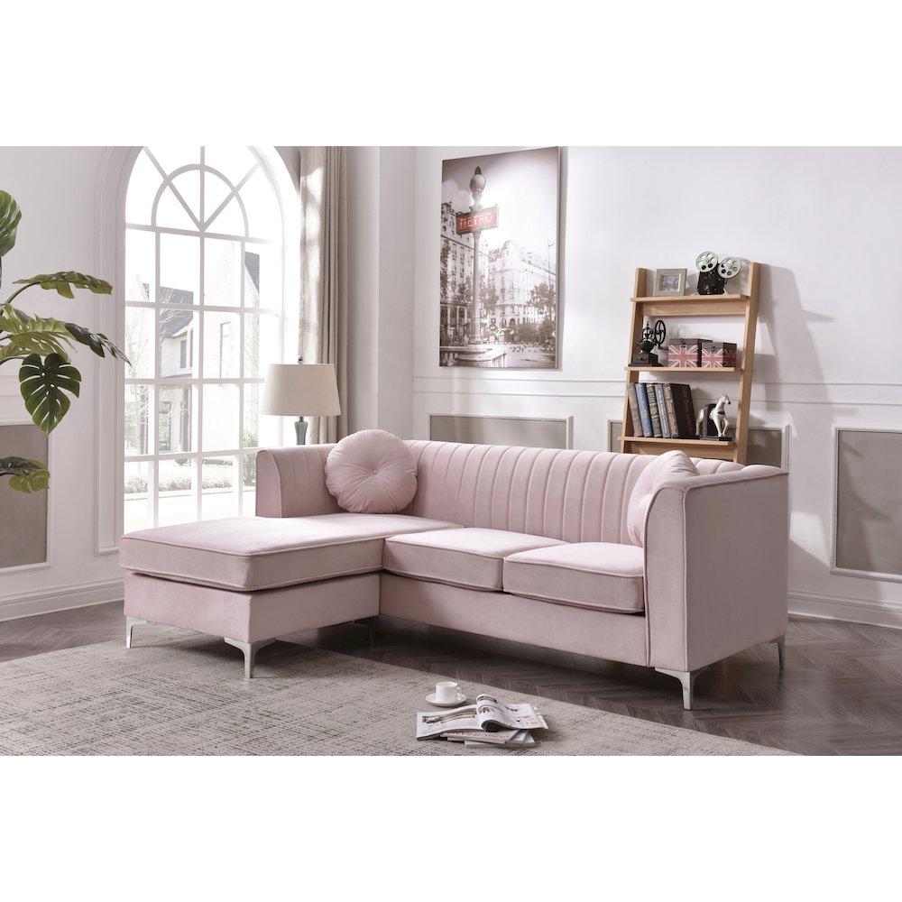 Glory Furniture Delray Sofa Chaise in Pink Color. Picture 5