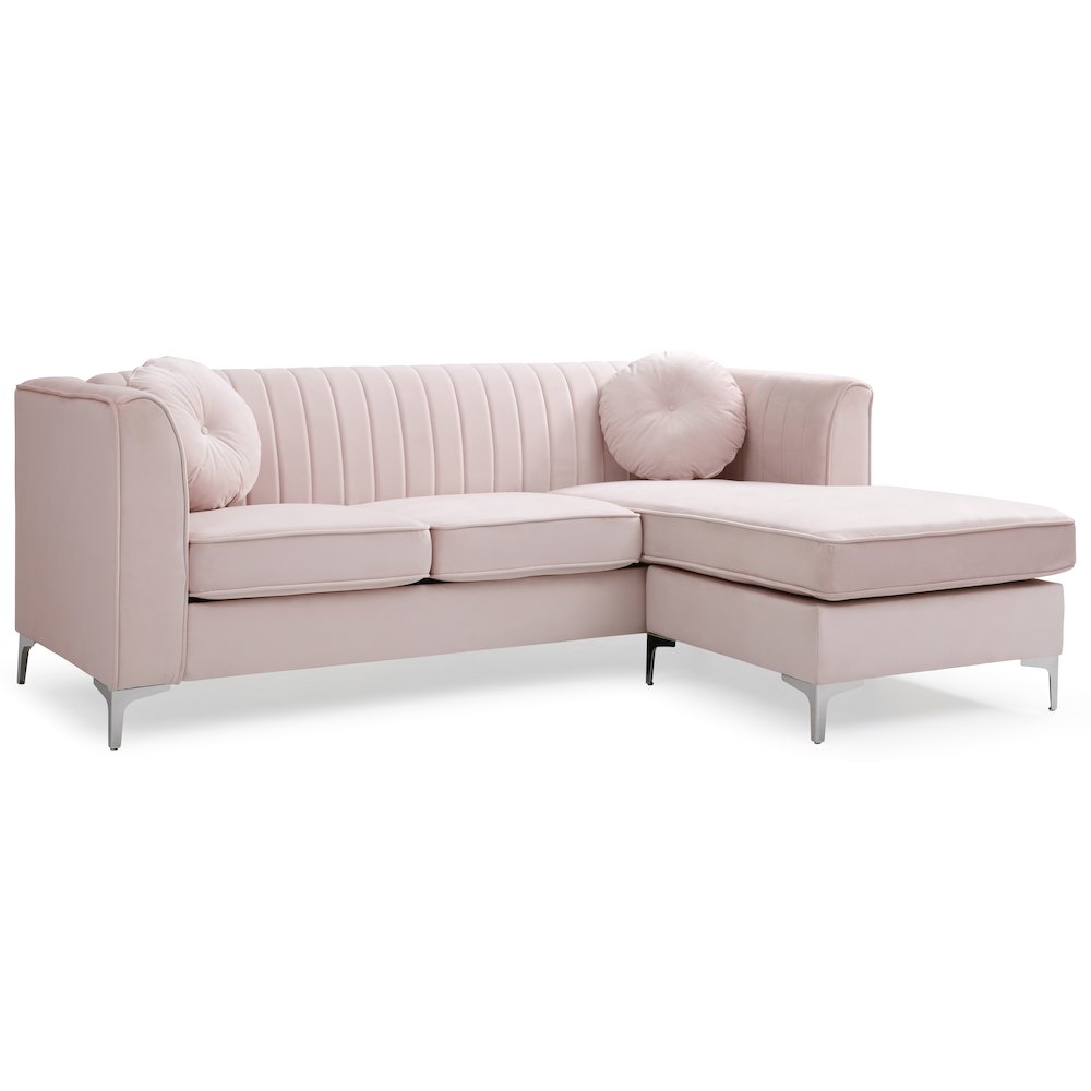 Glory Furniture Delray Sofa Chaise in Pink Color. Picture 1