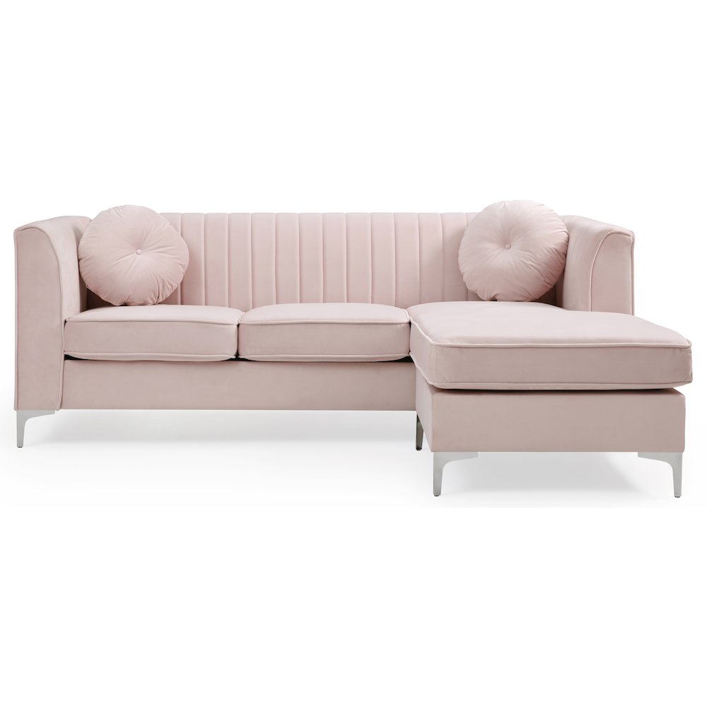 Glory Furniture Delray Sofa Chaise in Pink Color. Picture 2