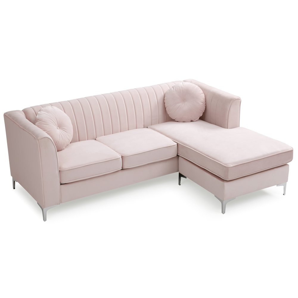 Glory Furniture Delray Sofa Chaise in Pink Color. Picture 3