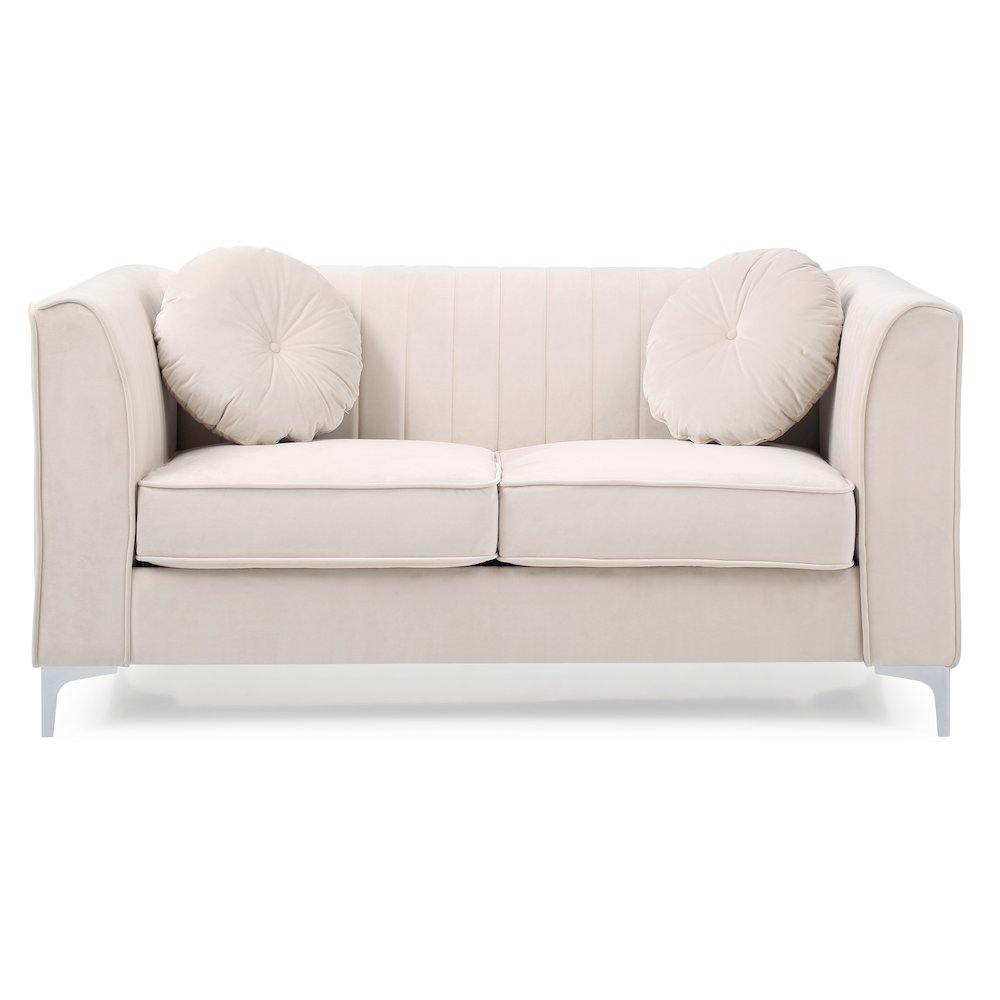 Glory Furniture Delray Loveseat in Ivory Color. Picture 2