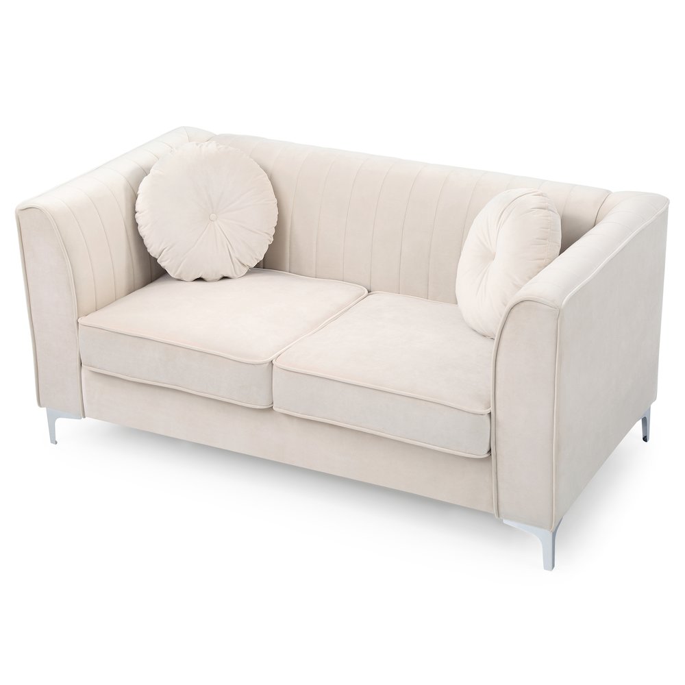 Glory Furniture Delray Loveseat in Ivory Color. Picture 3