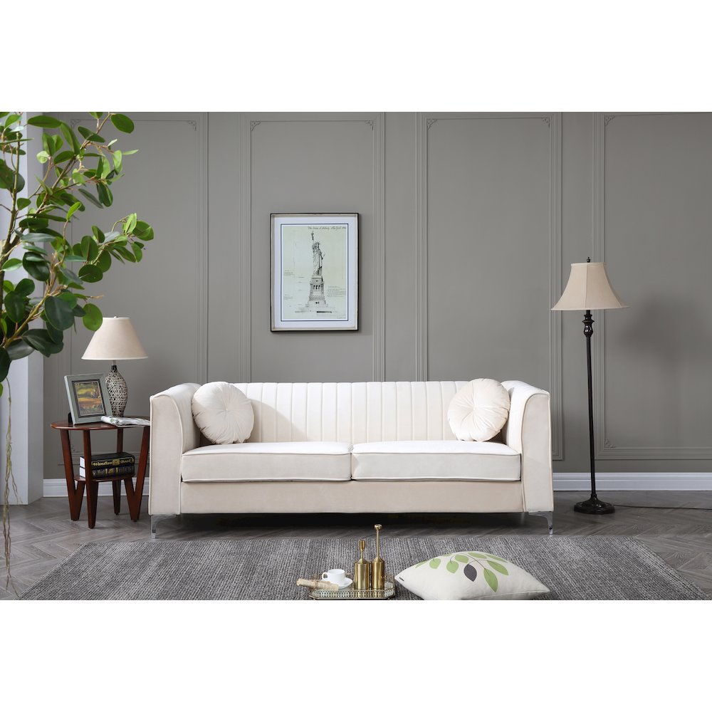 Glory Furniture Delray Sofa in Ivory Color. Picture 6