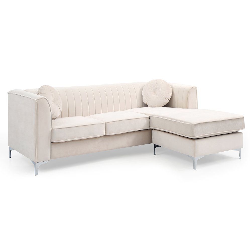Glory Furniture Delray Sofa Chaise in Ivory Color. Picture 1