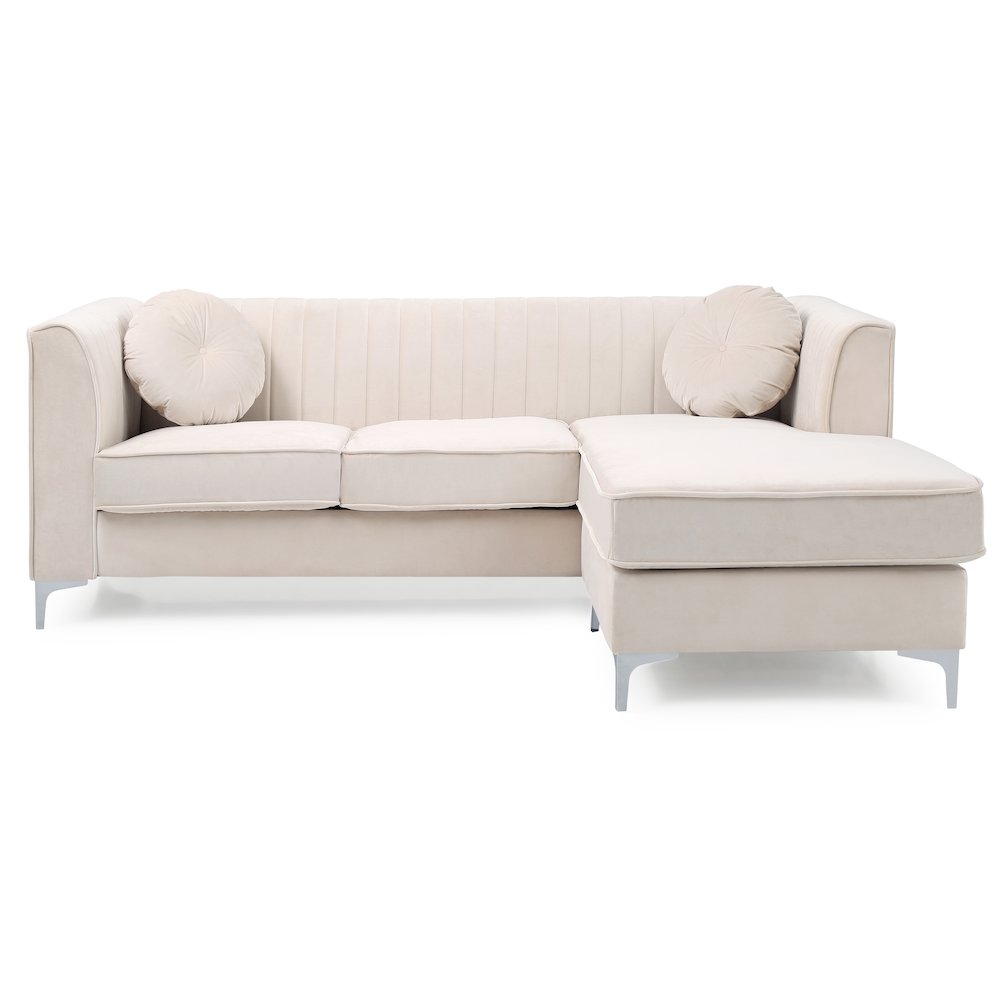 Glory Furniture Delray Sofa Chaise in Ivory Color. Picture 2