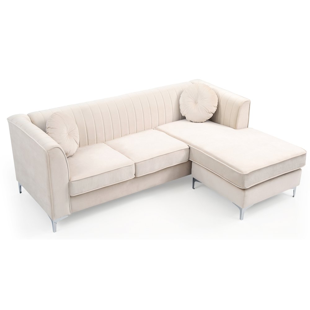 Glory Furniture Delray Sofa Chaise in Ivory Color. Picture 3