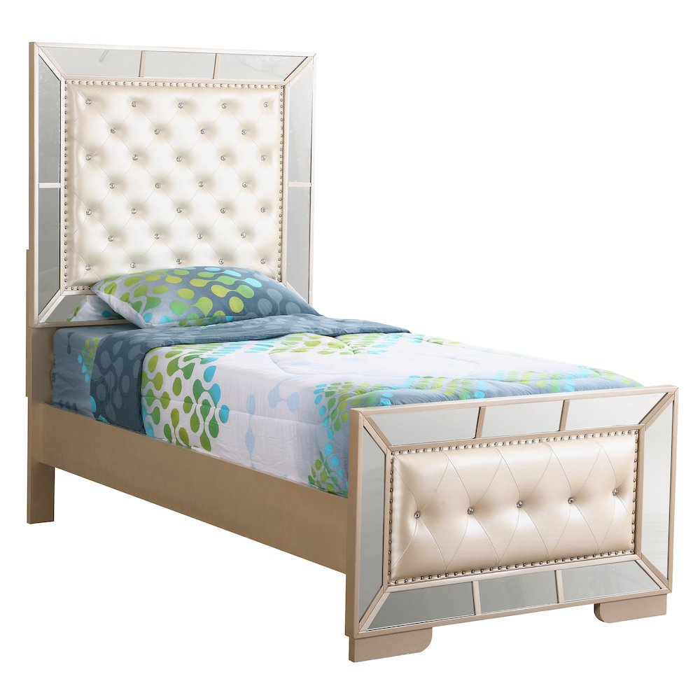 Glory Furniture Hollywood Hills Twin Bed in Pearl Color. Picture 1
