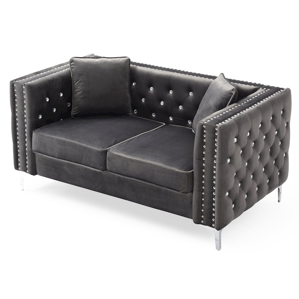 Glory Furniture Paige Loveseat in Gray Color. Picture 3