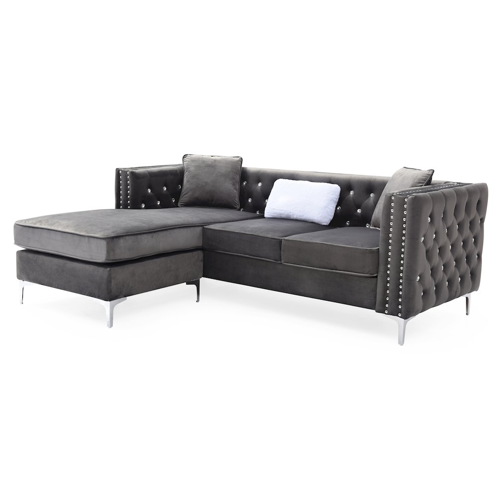 Glory Furniture Paige Sofa Chaise in Gray Color. Picture 1