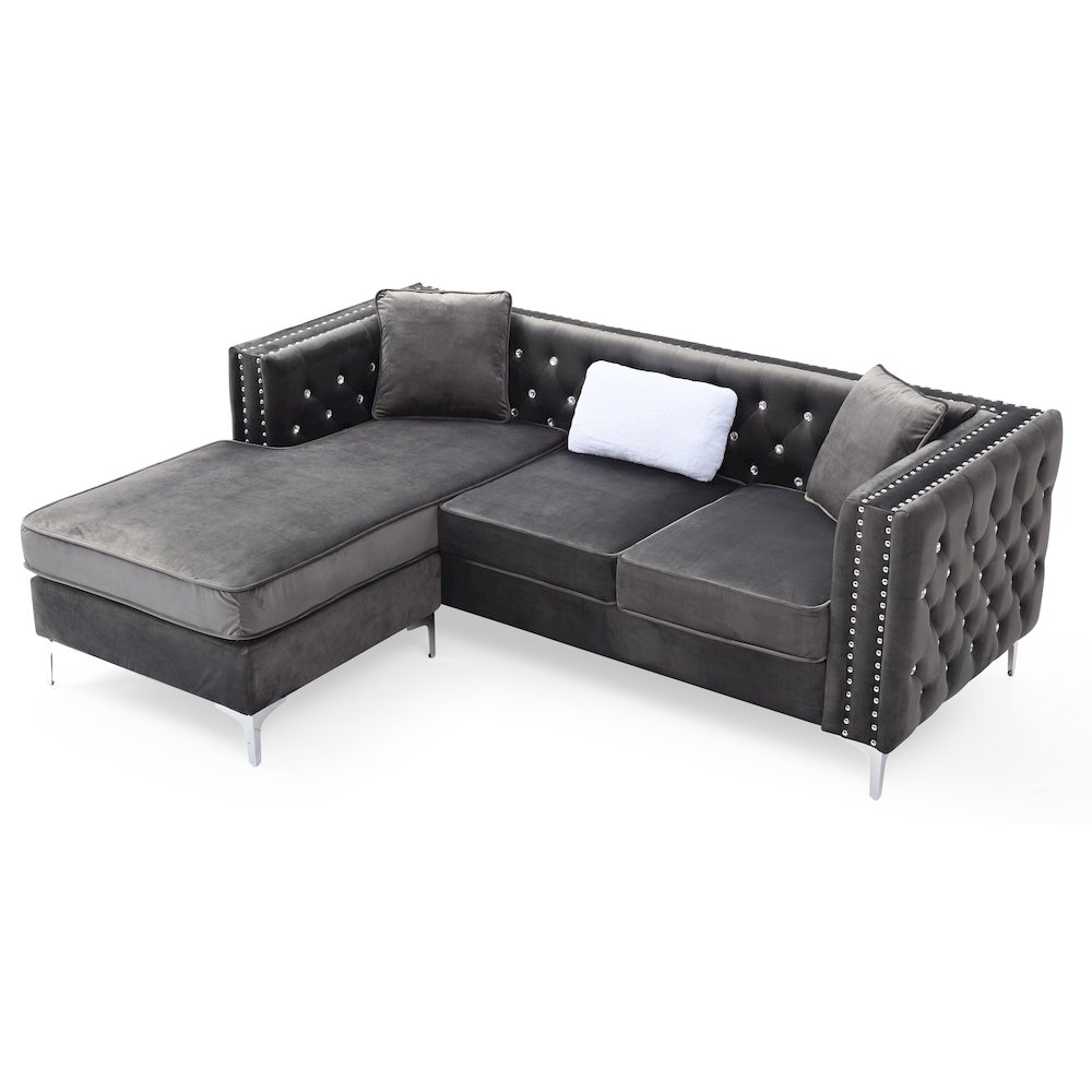 Glory Furniture Paige Sofa Chaise in Gray Color. Picture 3