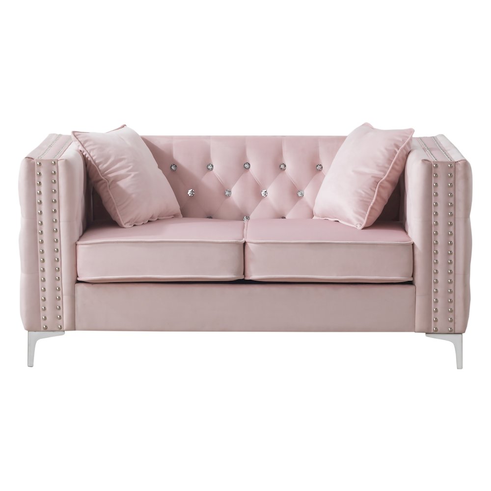 Glory Furniture Paige Loveseat in Pink Color. Picture 1