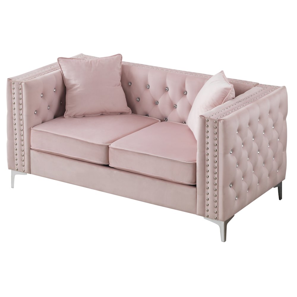 Glory Furniture Paige Loveseat in Pink Color. Picture 2