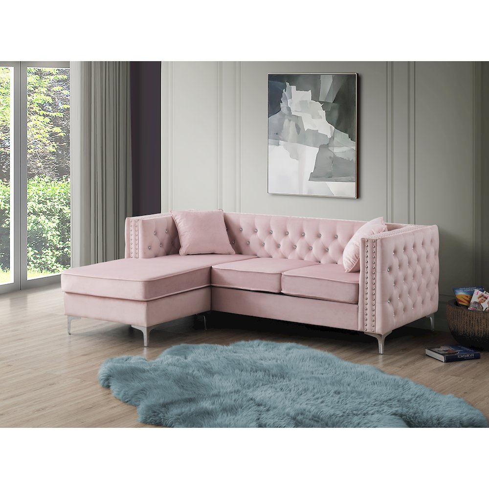 Glory Furniture Paige Sofa Chaise in Pink Color. Picture 5