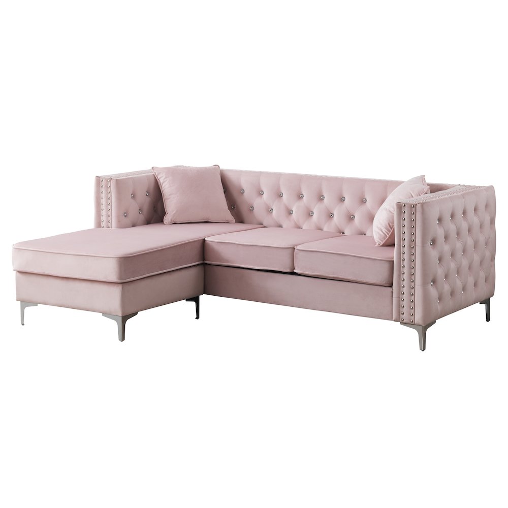 Glory Furniture Paige Sofa Chaise in Pink Color. Picture 1