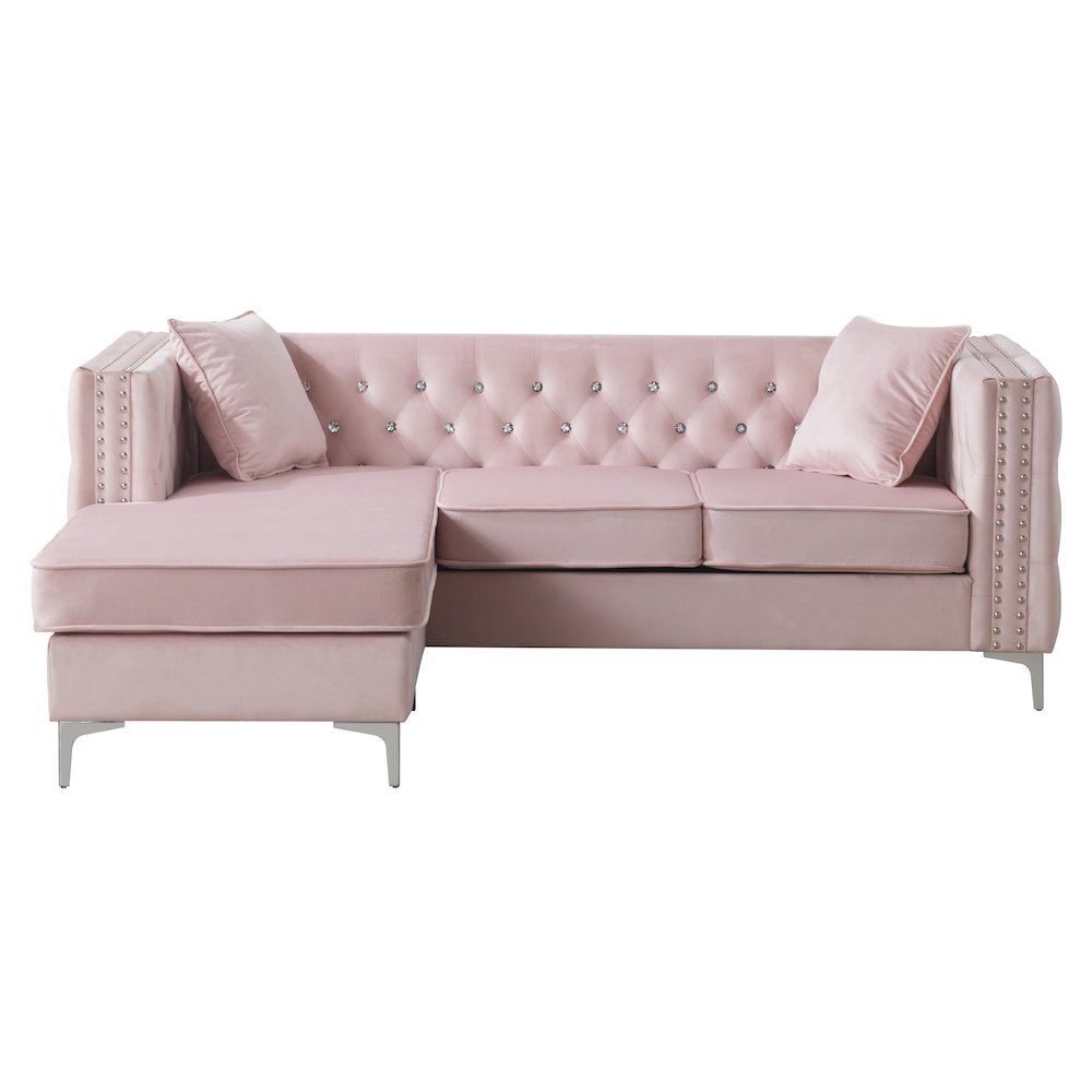 Glory Furniture Paige Sofa Chaise in Pink Color. Picture 2