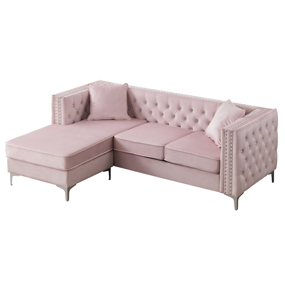 Glory Furniture Paige Sofa Chaise in Pink Color. Picture 3